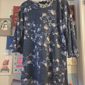 Floral Blue Sweater Top